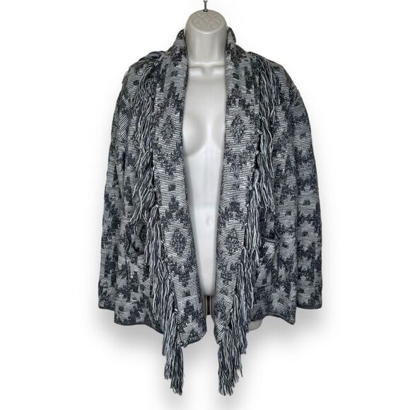 Shyanne Fringe Tassel Open Front Cardigan Sweater Coat Coatigan Women Medium - Picture 1 of 12